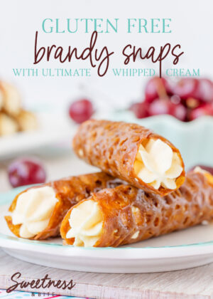 Gluten Free Brandy Snaps - simple recipe for these lacy, crunchy and spicy gluten free biscuit tubes filled with silky Ultimate Whipped Cream.