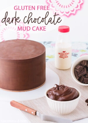 Gluten free dark chocolate mud cake for cake decorating ~ Sweetness & Bite
