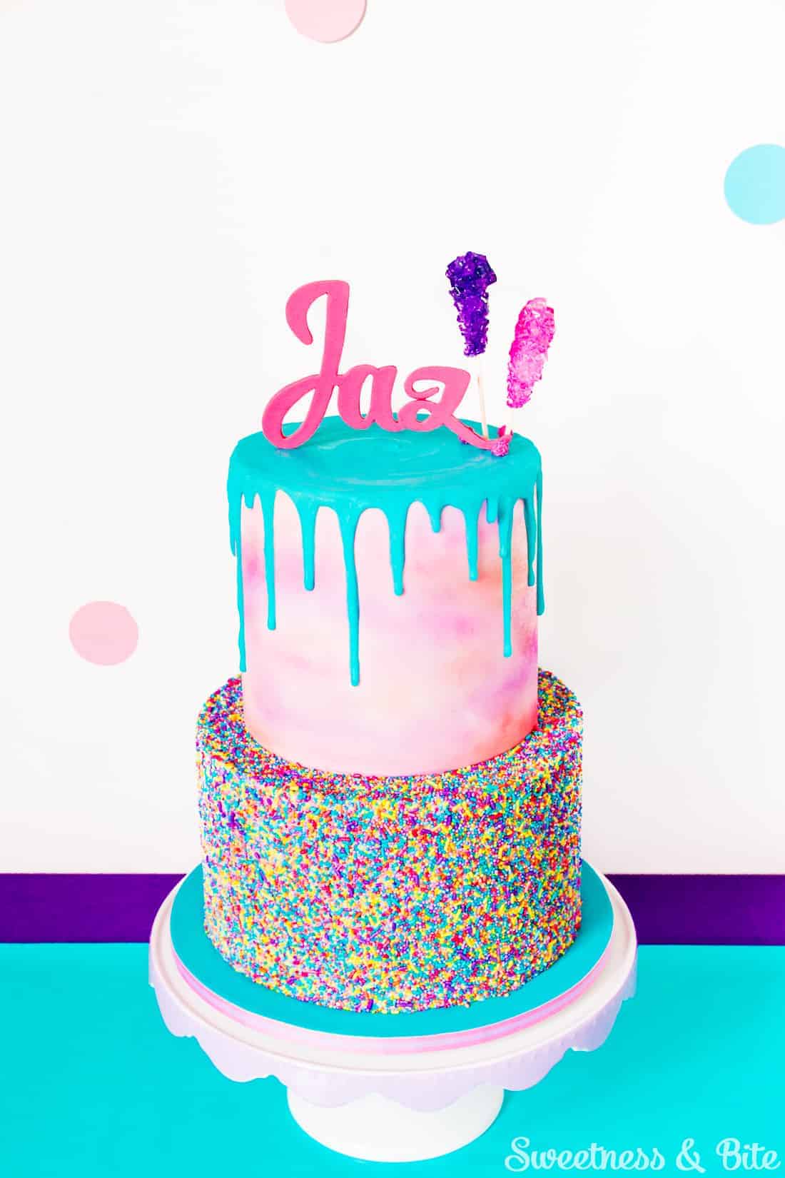 Sprinkle Watercolour Drippy Cake By Sweetness & Bite