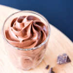 Easy chocolate mousse in a small glass.