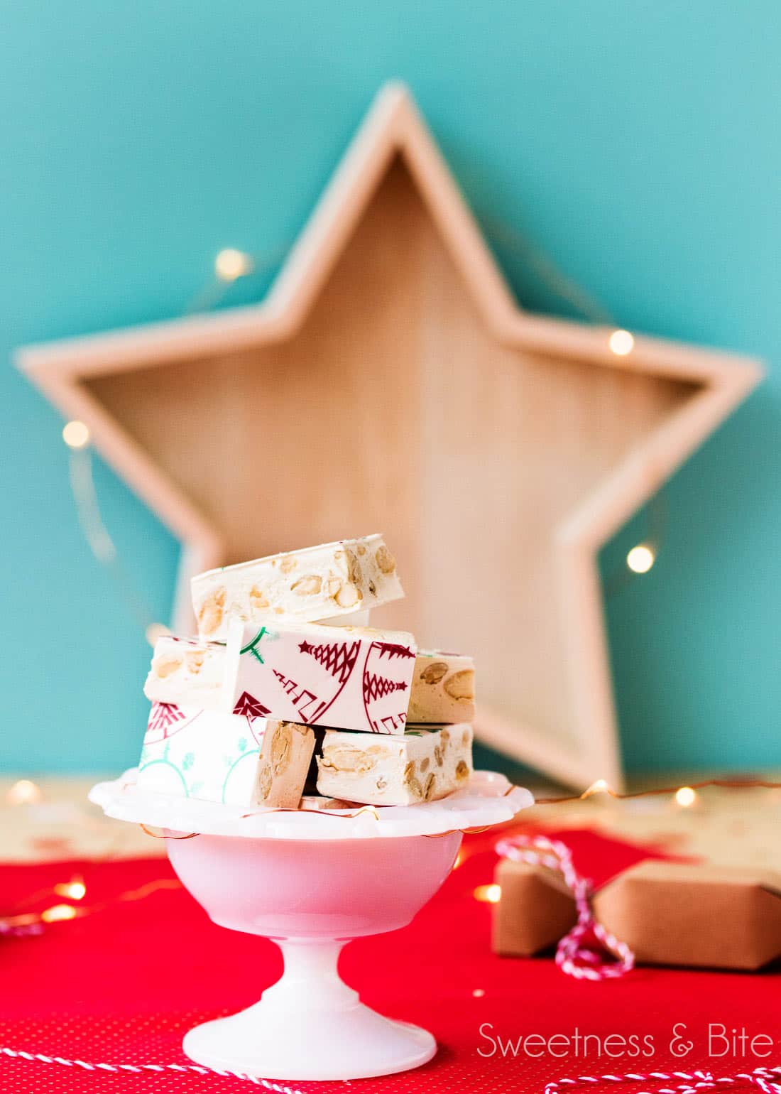 Close up showing the Christmas tree printed edible wafter paper.