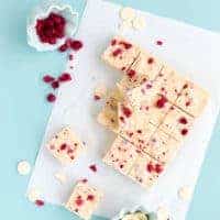 White Chocolate and Raspberry Fudge Slice