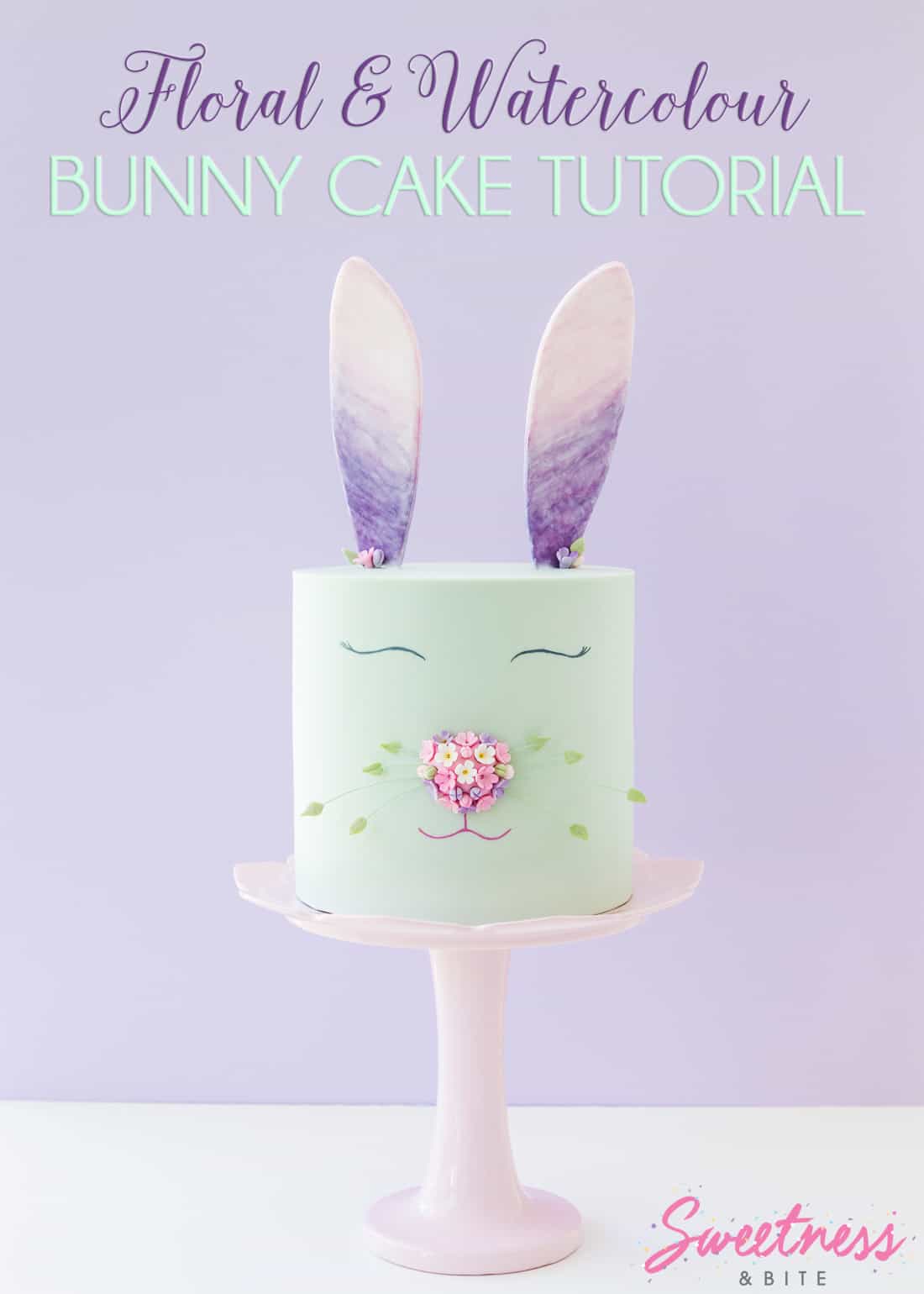 Floral and Watercolour Bunny Cake Tutorial ~ by Sweetness and Bite