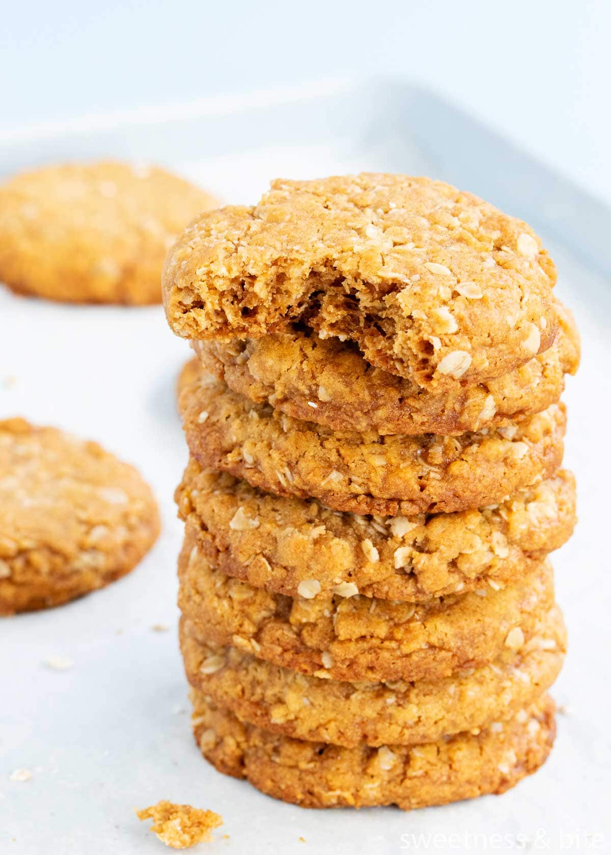 Stack of gluten free Anzac biscuits